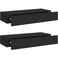 vidaXL 330258 Black Vägghylla 60cm 2st