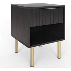 GFW Nervata Black Bedside Table 39x39cm