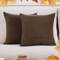 Brown Pillow Cases Deconovo Farmhouse Cover Stripe Corduroy Pillow Case Brown