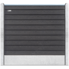 WPC Dobbeltklink Komposithegn med Betonstolper 120cm – Sort