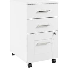 Casters Storage Cabinets Bush Hampton Heights White Storage Cabinet 15.6x27.8"