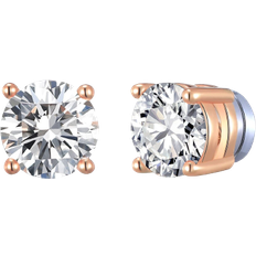 Philip Jones Round Magnetic Clip On Stud Earrings - Rose Gold/Transparent