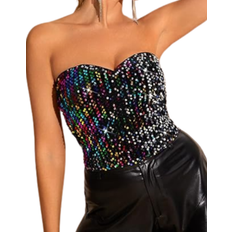 Sequins Tank Tops Shein Tube Top - Black