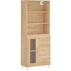 Vidrio Aparadores vidaXL Highboard ‎1 Glass Door 3 Drawers Sonoma Oak Aparador 69.5x180cm