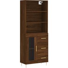 vidaXL Highboard ‎1 Glass Door 3 Drawers Brown Oak Madia 69.5x180cm