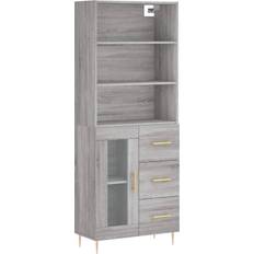 vidaXL Highboard ‎1 Glass Door 3 Drawers Grey Sonoma Buffet 69.5x180cm