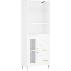 vidaXL Highboard ‎1 Glass Door 3 Drawers White Madia 69.5x180cm