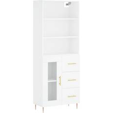 Glas - Natur Skænke vidaXL Highboard ‎1 Glass Door 3 Drawers White Skænk 69.5x180cm