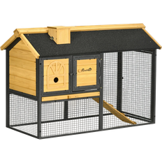 Pawhut Outdoor Rabbit Hutch with Run Removable Tray Asphalt Roof