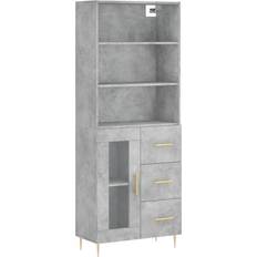 vidaXL Highboard ‎1 Glass Door 3 Drawers Concrete Grey Buffet 69.5x180cm