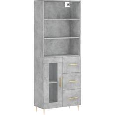 Glas - Natur Skænke vidaXL Highboard ‎1 Glass Door 3 Drawers Concrete Grey Skænk 69.5x180cm