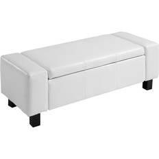 Black Storage Benches Homcom Faux Leather Cream White Storage Bench 41.8x15.8"