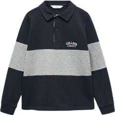 Viscose Polo Shirts Mango Kid's League Polo Style Stripe Jumper - Navy/Grey (10000803)