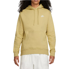 Brown Tops Nike Men's Sportswear Club Fleece Pullover Hoodie - Buff Gold/White