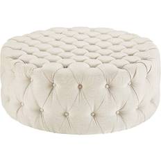 modway Amour Button-Tufted Beige Pouffe 16.5"