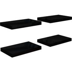 vidaXL 323765 High Gloss Black Wall Shelf 40cm 4pcs