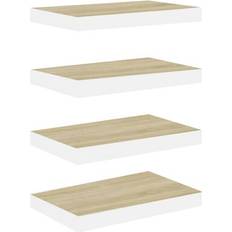vidaXL 326572 Oak/White Wall Shelf 40cm 4pcs