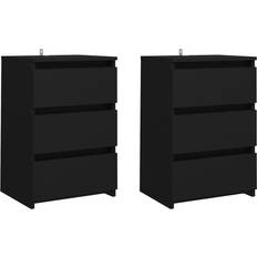 vidaXL Engineered Wood Black Mesita de noche 35x40cm 2pcs