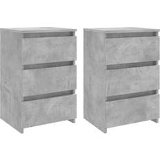 vidaXL Engineered Wood Concrete Grey Bedside Table 35x40cm 2pcs