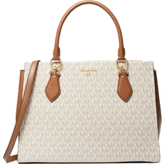 Michael Kors Marilyn Large Logo Satchel - Vanilla/Brown