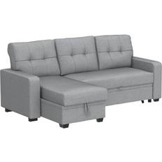 Devion Furniture Reversible Sectional Sleeper Light Gray Sofa 82" 3 Seater