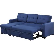 Devion Furniture Reversible Sectional Sleeper Blue Sofa 83" 3 Seater