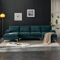 Karl Home Convertible Peacock Blue Sofa 110.2" 4 Seater