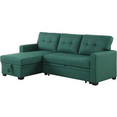 Devion Furniture Reversible Sectional Sleeper Green Sofa 83" 3 Seater