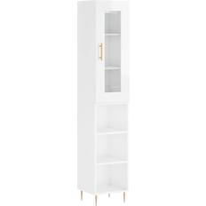 Shelves Storage Cabinets vidaXL Engineered Wood White High Gloss Storage Cabinet 34.5x180cm