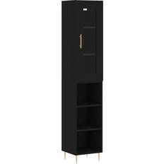 Black Storage Cabinets vidaXL Engineered Wood Black Storage Cabinet 34.5x180cm