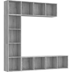 vidaXL Bookcase Gray Sonoma Oak Book Shelf 180cm