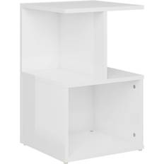 vidaXL Engineered Wood High Gloss White Bedside Table 35x35cm