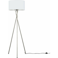 MiniSun Camden Brushed Chrome White Floor Lamp 155cm