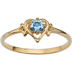 PalmBeach Oval-Cut Simulated Birthstone Heart-Shaped Ring - Gold/Aquamarine