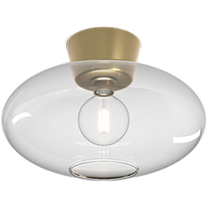 Transparent Ceiling Flush Lights Belid Bullo Brass/Clear Glass Ceiling Flush Light 27cm