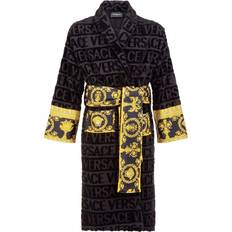 Cotton - Men Sleepwear Versace Barocco Terry Robe - Black