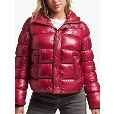 Femme - Rouge Vêtements d'extérieur Superdry Hooded Shine Sports Puffer Jacket - Dark Berry