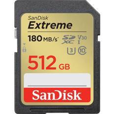 512 Go - SDXC Cartes mémoire SanDisk Extreme SDXC Class 10 UHS-I U3 V30 180/130MB/s 512GB