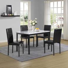 Roundhill Furniture 5 Piece Citico Metal Black Dining Set 28.5x45" 5