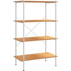 vidaXL -4 Tier Shelf White and Oak Shelving System 80x130cm