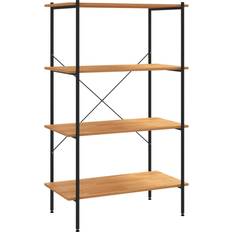 vidaXL -4 Tier Shelf Black and Oak Shelving System 80x130cm