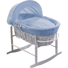 Kinder Valley Blue Dimple Grey Wicker Moses Basket with Rocking Stand Grey 18.1x33.1"