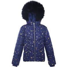 Fur Jackets Children's Clothing Rokka&Rolla Girl's Heavyweight Puffer Jacket - Astral Aura With Gold Star Print