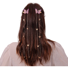 Shein 2 Butterfly Tassel Press Clip Hair Clips