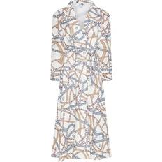 White - Wrap Dresses LTS Chain Print Wrap Midaxi Dress - White