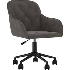 Fløjl Kontorstole vidaXL Swivel Dark Grey Kontorstol 86cm