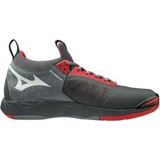 Gray Volleyball Shoes Mizuno Wave Momentum M - High Risk Red/Grey