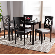 Polyester Dining Sets Baxton Studio Lenoir 5-Piece Brown&Espresso Dining Set 5