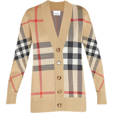 Burberry Damen Cardigans Burberry Check Wool Blend Cardigan - Beige