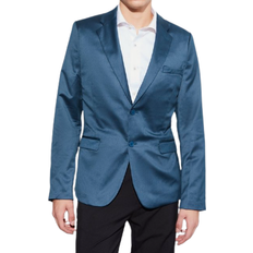 Elastane/Lycra/Spandex Blazers boohooMAN Men's Skinny Satin Suit Jacket - Navy